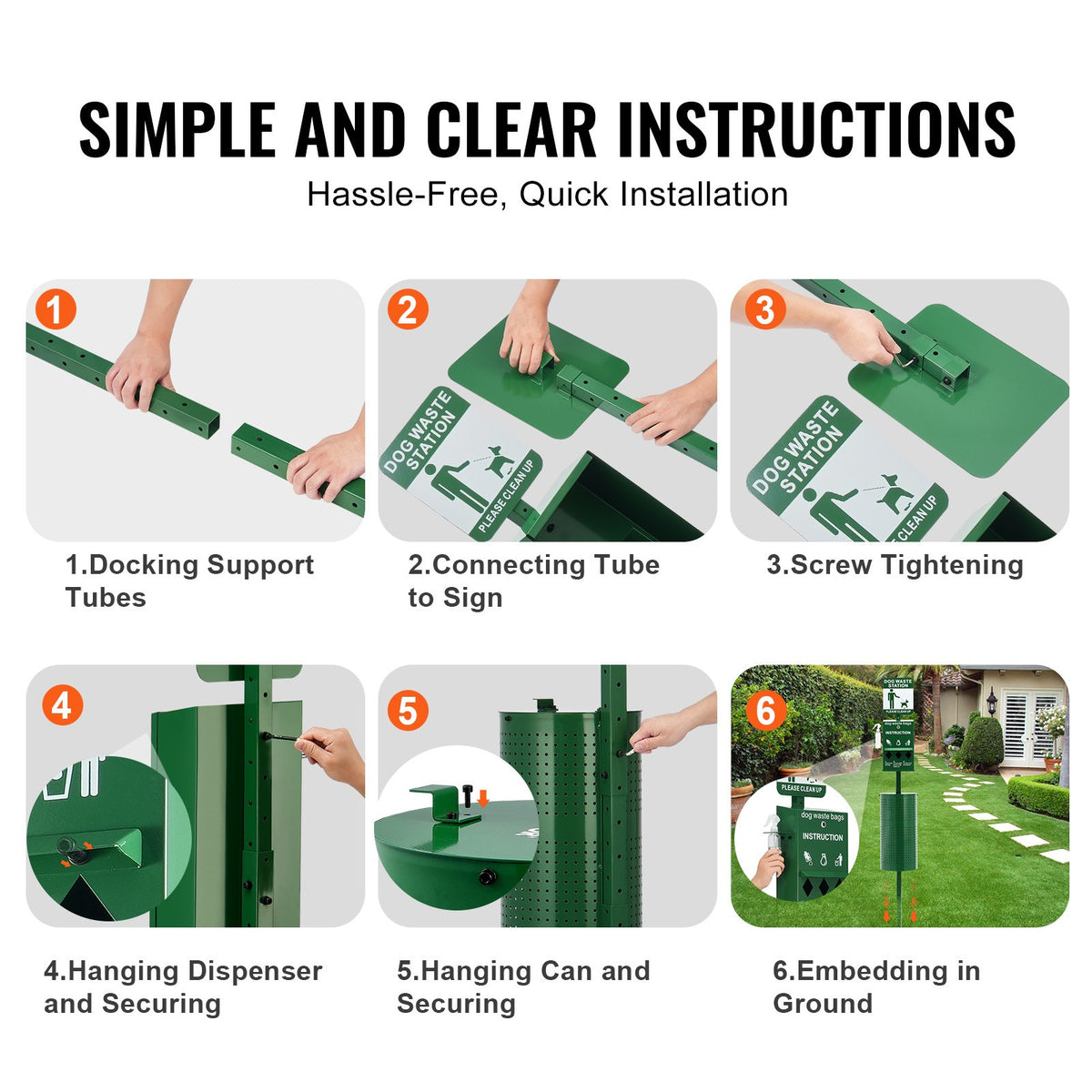 Dog Waste Station with 600 Poop Bags, Large 11.5-Gallon Trash Can, Green