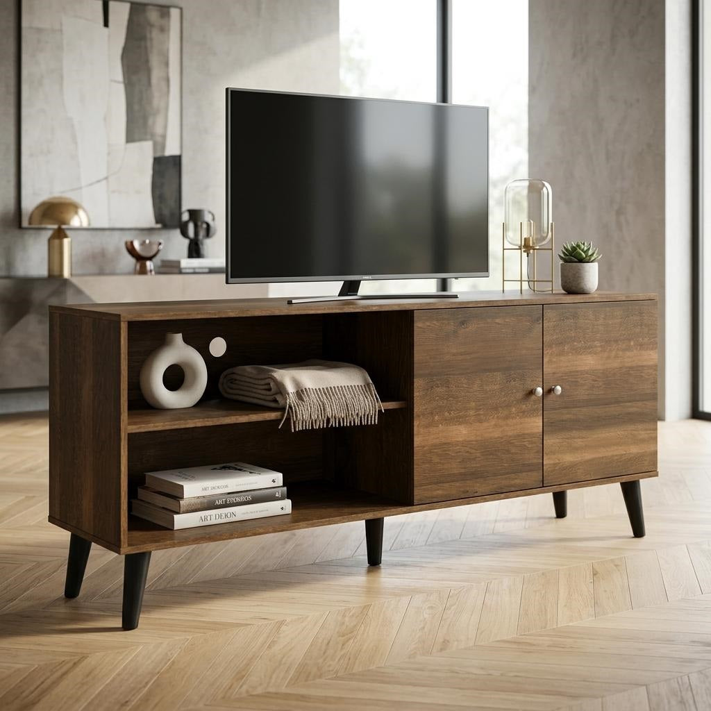 Amidon TV Stand For TVs Up To 63 , With 2 Storage Shelves& 1 Cabinet,