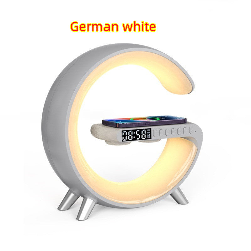 Smart G-Shaped LED Lamp with Bluetooth Speaker & Wireless Charger