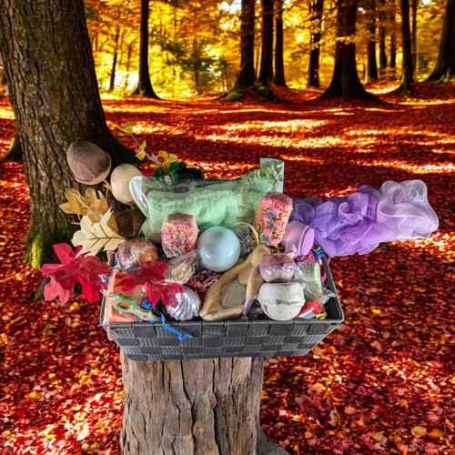 Autumn Nights Bath Bouquet | Spa Gift Basket | Handmade Soaps & More | Gift Basket