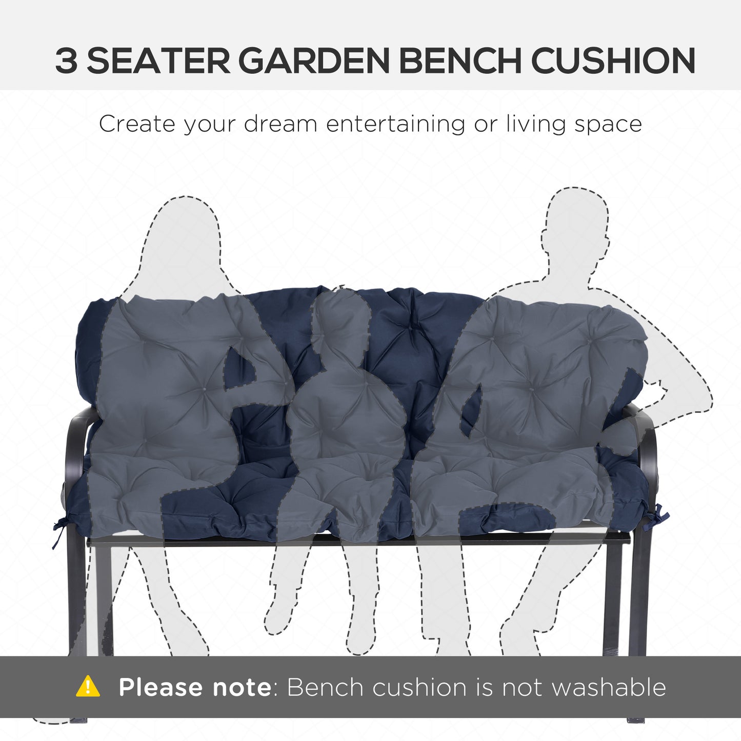 59" x 38" Tufted Outdoor Bench Cushion - Dark Blue