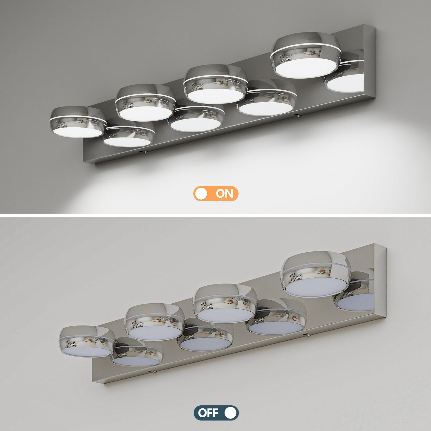 Modern 28in LED Vanity Light Fixture for Bathroom - Chrome