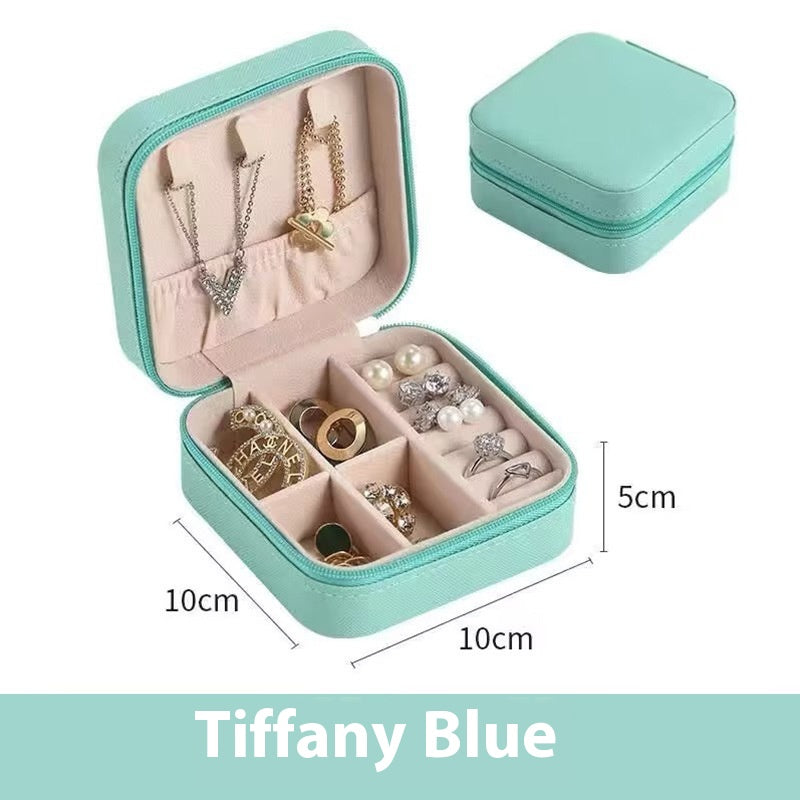 Portable Jewelry Box with Velvet Interior for Rings and Earrings
