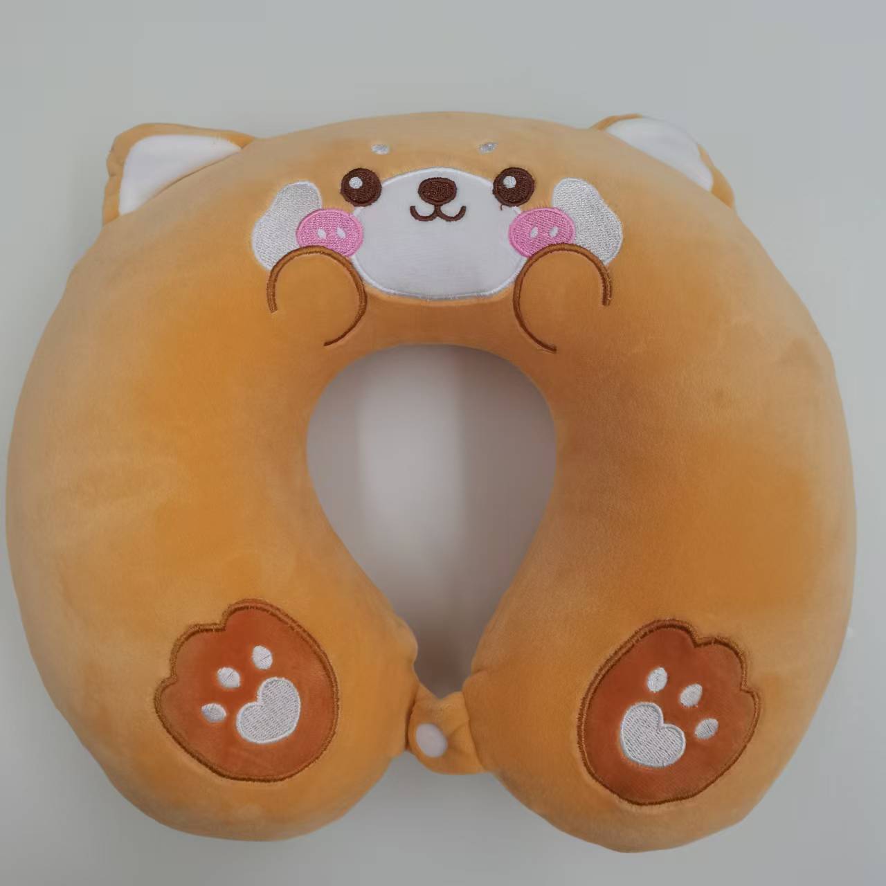 Cute Shiba Inu U-Shaped Neck Pillow - Memory Foam Travel Pillow, Brown