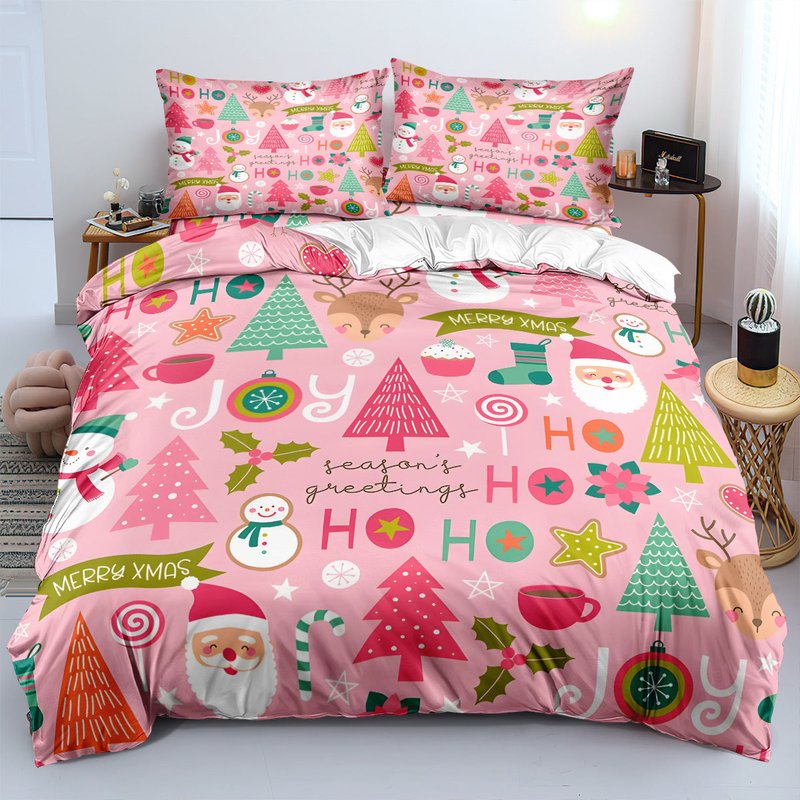 Christmas Series Bedding Set Multiple Sizes & Patterns - Three-Piece Polyester Cotton