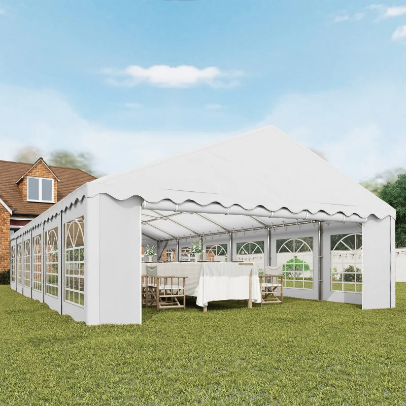 12-Window Outdoor Party Tent with Removable Sidewalls - White