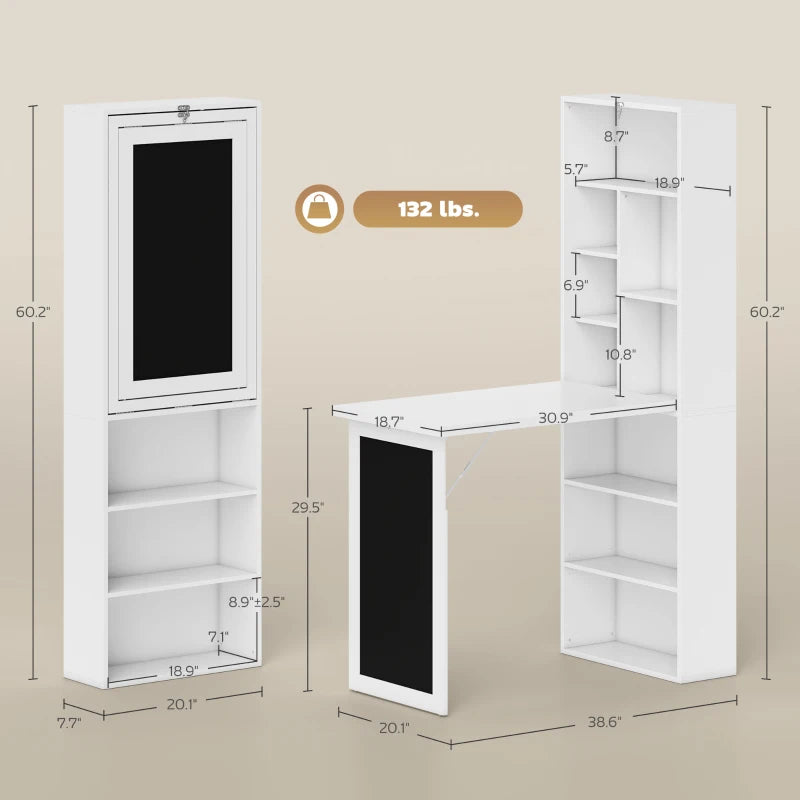Fold-out Convertible Office Desk, Wall Mount Computer Desk With