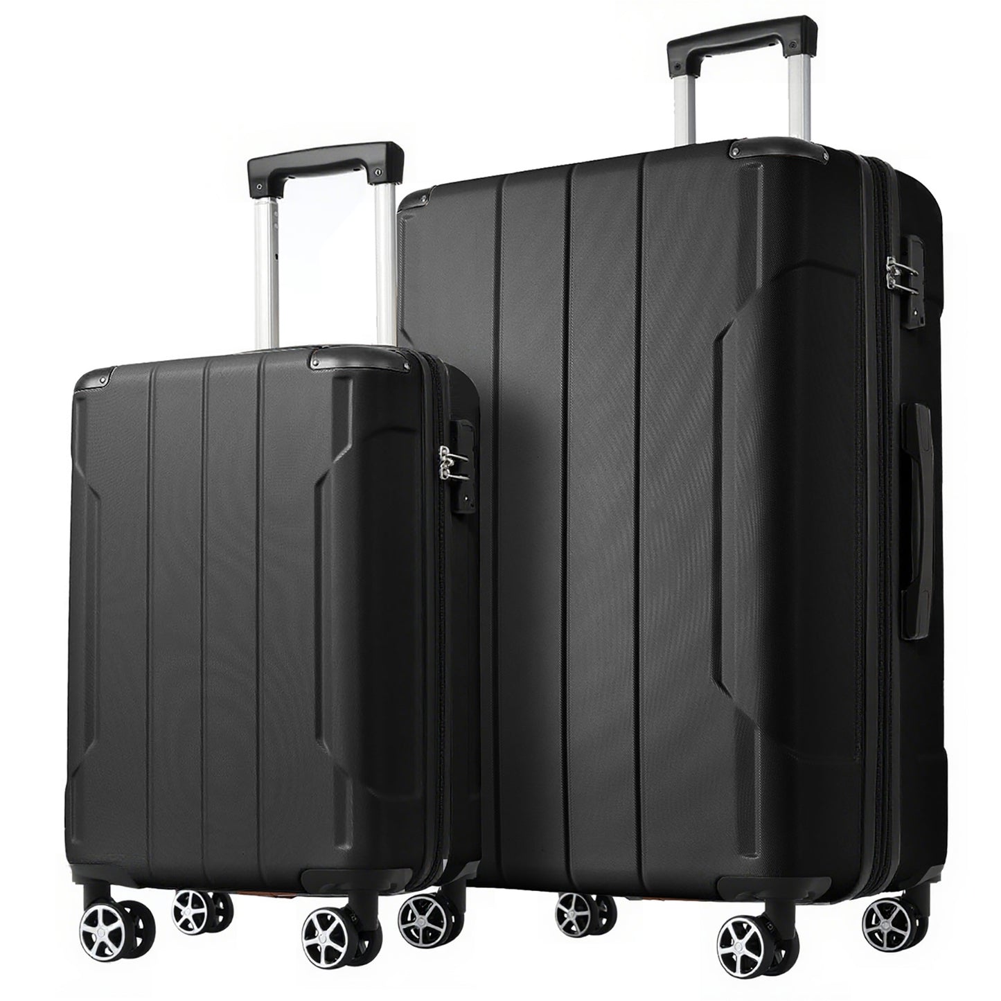 Expandable Hardshell ABS Luggage Set - 2 Piece with TSA Lock - Black