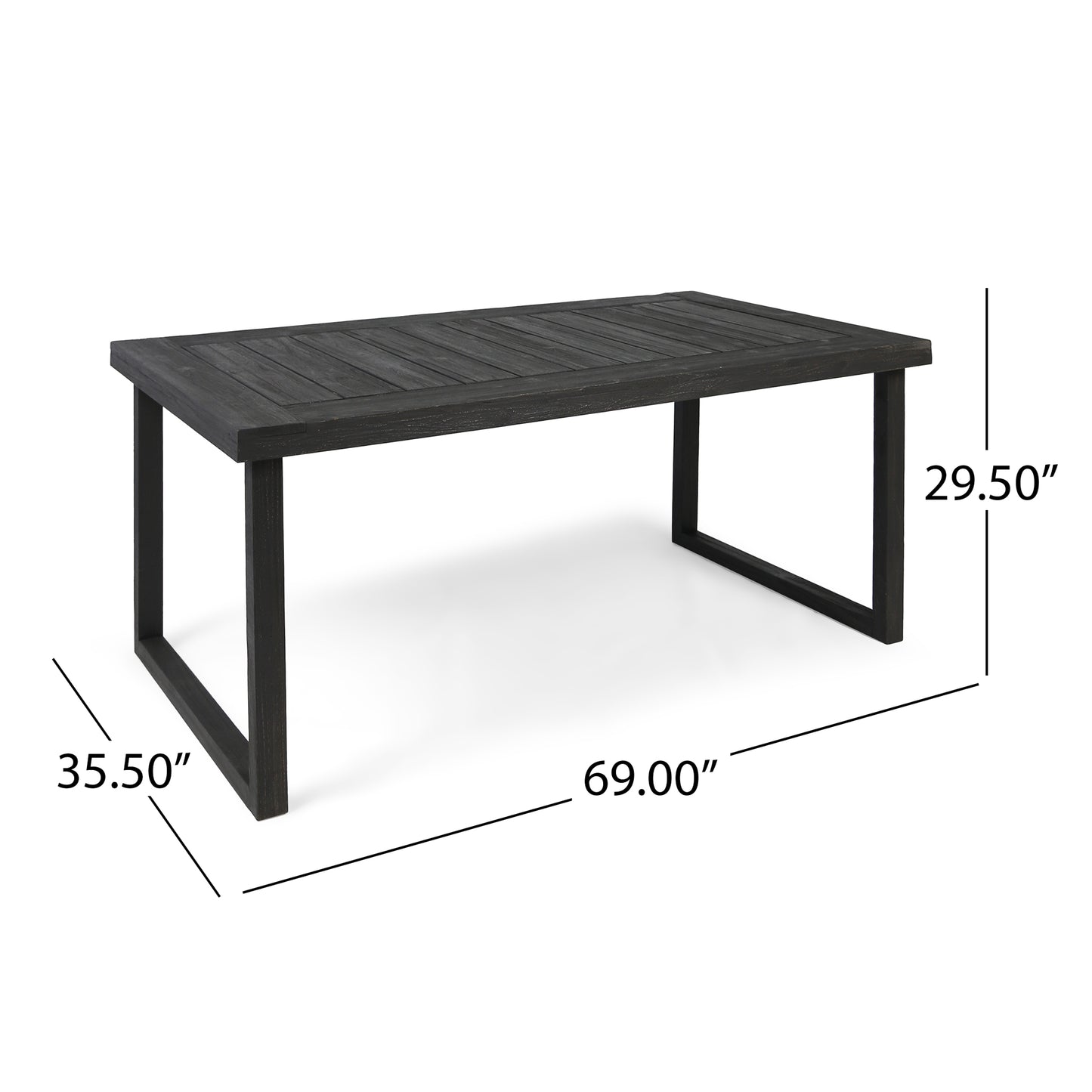 Outdoor 69" Acacia Wood Dining Table - Dark Gray Finish
