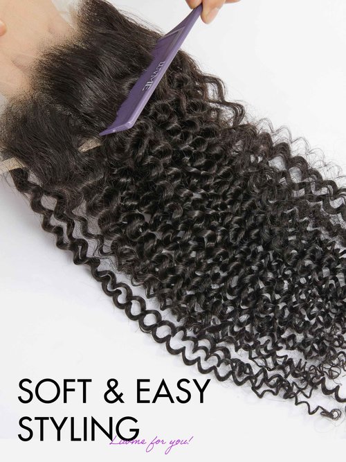 LUVME 13x4 HD Lace Frontal Closure 20 Inch Kinky Curly Human Hair - 100% Unprocessed Brazilian Virgin Hair Lace Frontal Only 14 Inch