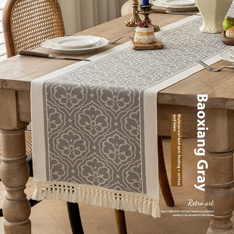 Cotton Linen Dining Tablecloth for Kitchen & Dining - Long Size