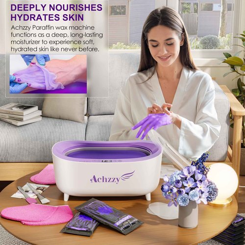 Achzzy Paraffin Wax Machine for Hands and Feet, 5000ml Professional Wax Warmer with Temperature Control, Smart Heating, Stainless Steel Inner Pot, Moisturizing Hot Wax Bath with Refills for Skincare
