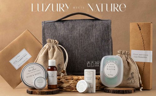 Travel Gift Box for Women - Luxury Spa Natural Organic Convenience Kit, Mini Travel Sized Toiletries, Honeymoon Vacation Essentials, Bridesmaid Gifts, Hospital, Postpartum, Get Well, Self Care Package