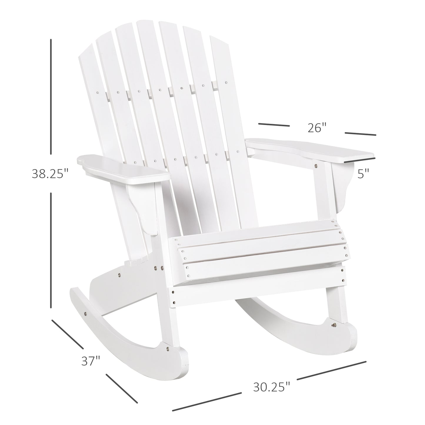 White Wooden Adirondack Rocking Chair - Outdoor Lounge Seating