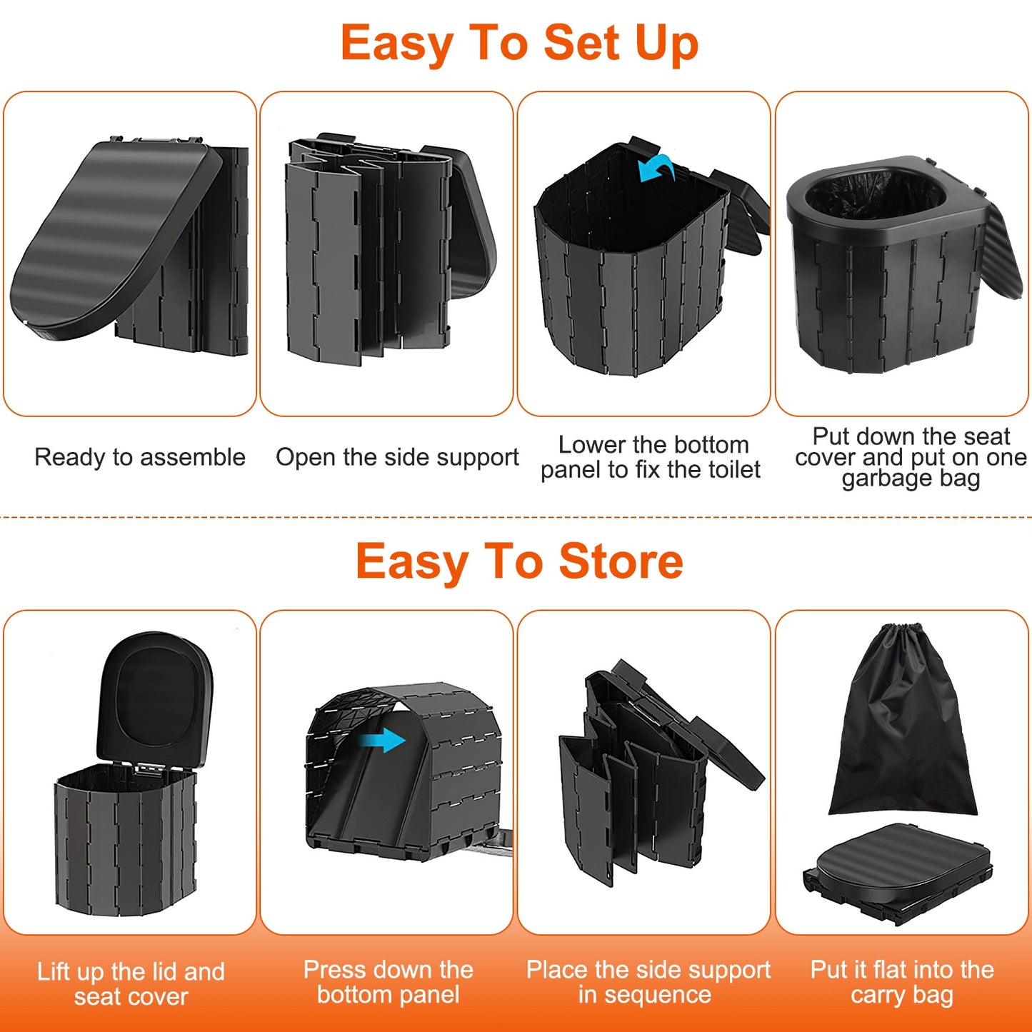 Foldable Portable Toilet for Camping, Hiking & Travel - Multiple Packages