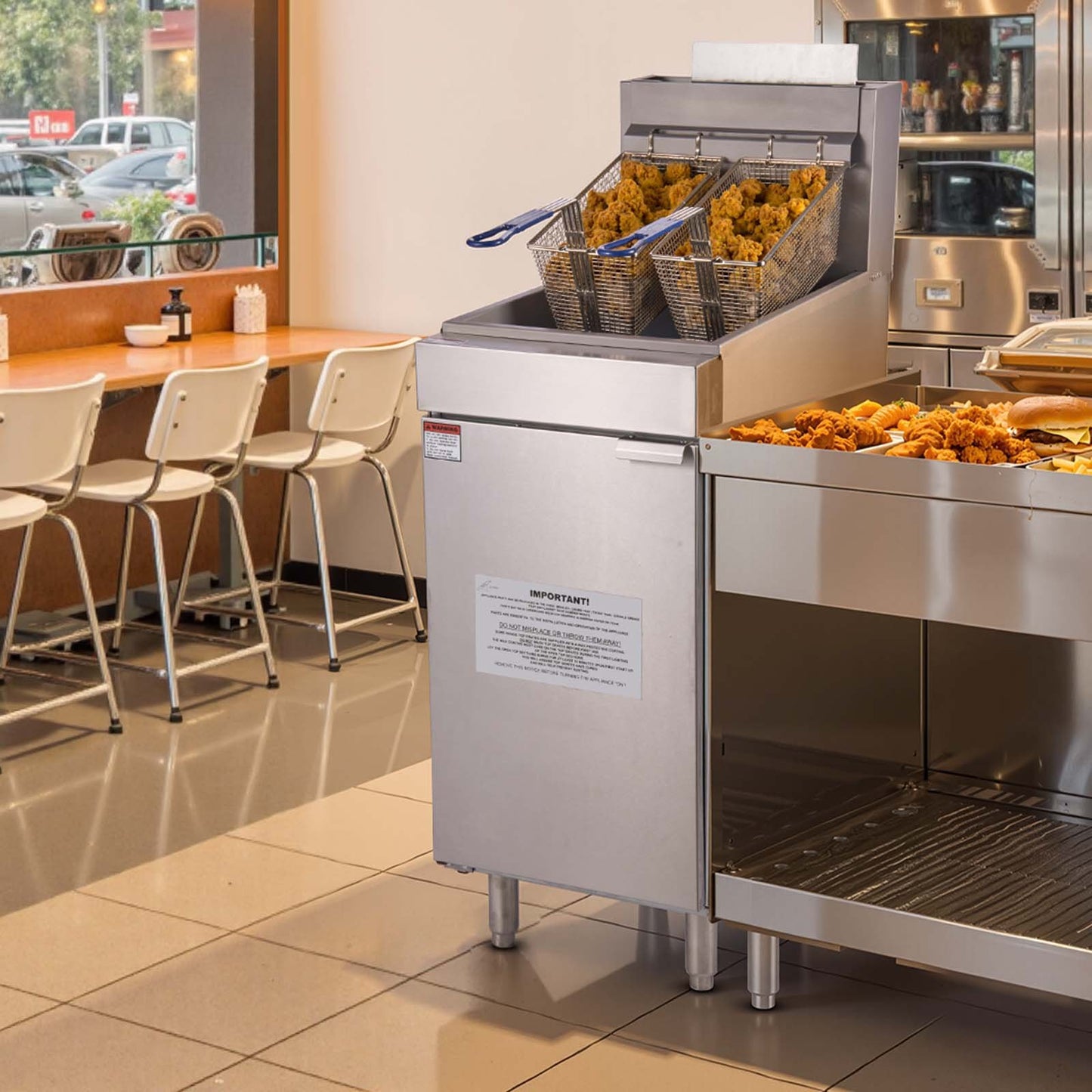 Commercial Propane Deep Fryer - 3-Burner Dual Basket 90,000 BTU