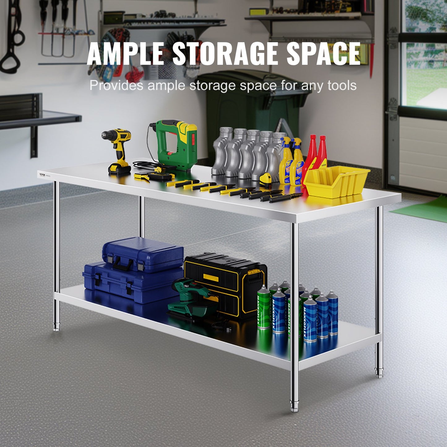 Heavy Duty Stainless Steel Prep Table - 30 x 72 Inch, Adjustable Height
