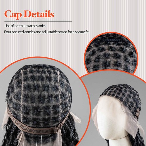 RAHELMO Single Full Lace Braid Wig – Micro Boho Peruvian Deep Wave Box Braided Wig, Knotless Braided Wigs for Black Women, Curly Hair Wig, with Natural Baby Hair (#1B27 Off Black and Light Brown, 24")