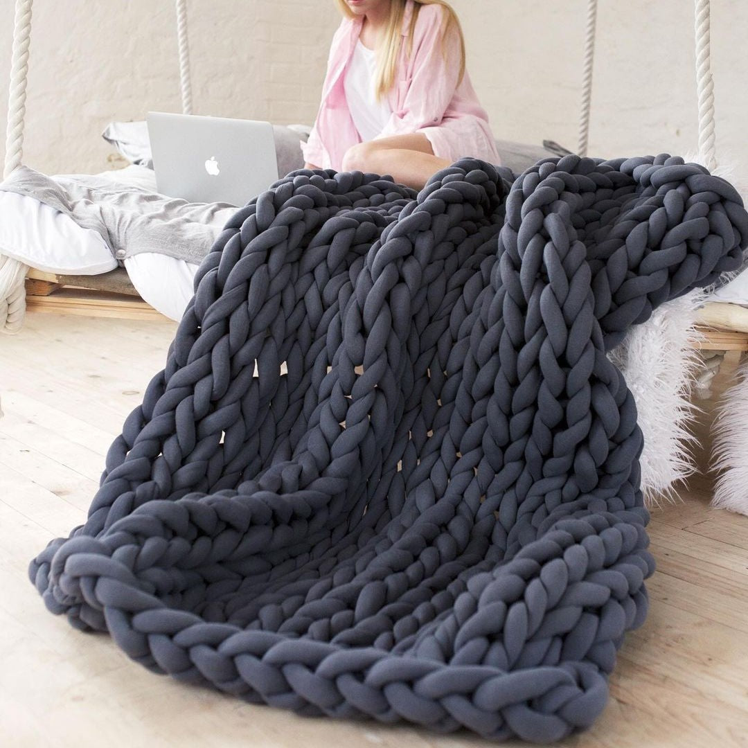 Cross Border Hand Woven Wool Blanket - Thick & Soft Home Bedding
