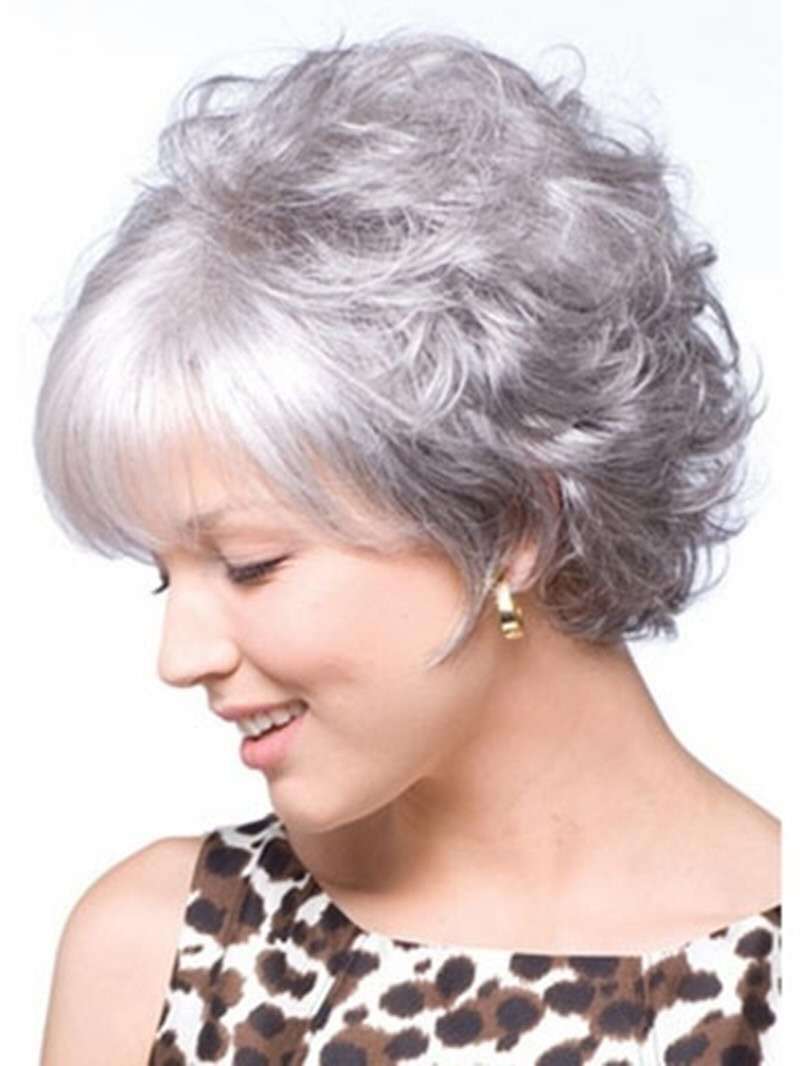 Women's Wig Headgear - Small Volume Hairpiece for Ladies, Grey White