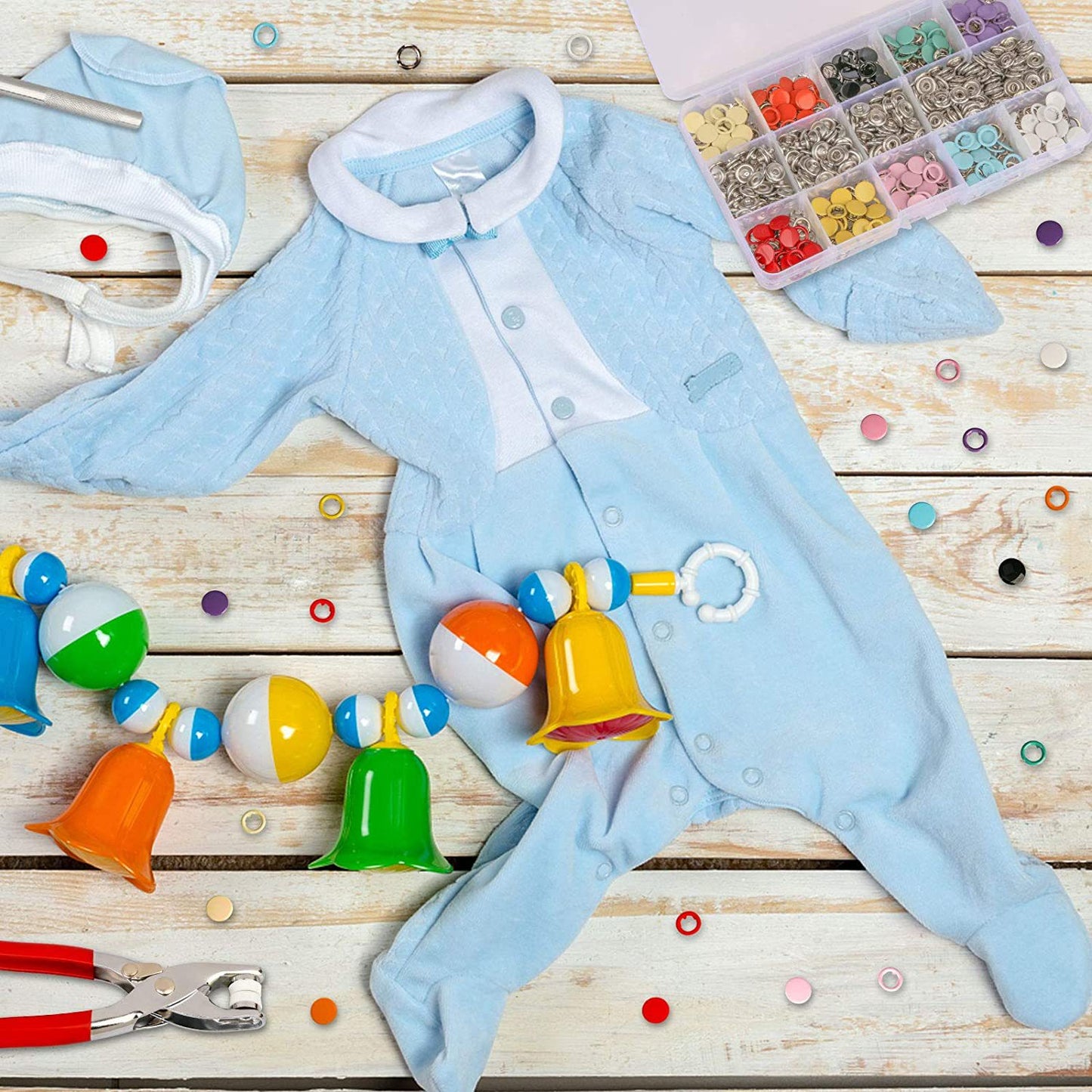 Hollow Color Snap Fastener Button Set with Tools for Sewing - 100 Pieces