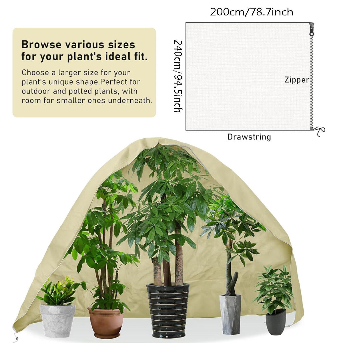 Large Plant Freeze Protection Cover 200x240cm for Garden Protection