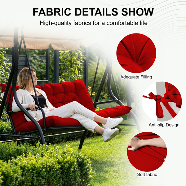 70-Inch Waterproof Porch Swing Cushion Replacement - Red