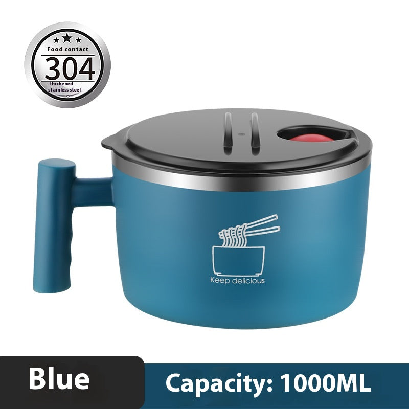 Stainless Steel Instant Noodle Bowl with Lid - Portable Kitchen Storage