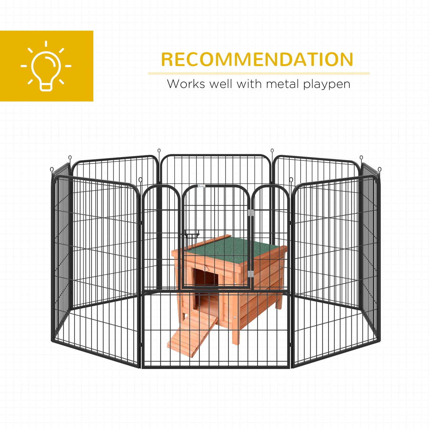 Outdoor Wooden Rabbit Hutch with Waterproof Roof - Small Animal Shelter