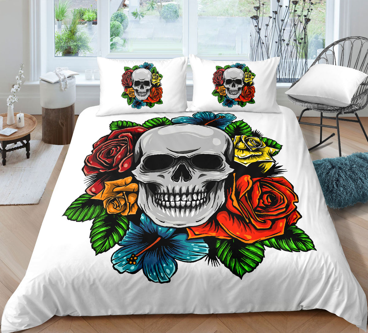 Skull 3D Digital Printing Bedding Set - Bed Sheet Quilt Cover & Pillowcases