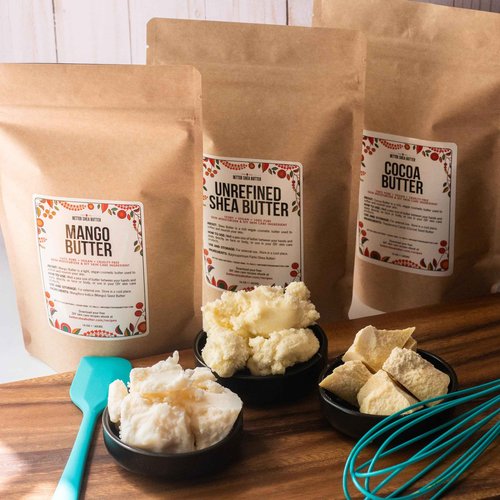 Better Shea Butter Set of Raw Shea Butter, Raw Mango Butter, Unrefined Cocoa Butter For Soap Making and DIY Body Butters, Lip Balms, Body Lotions - Each Butter is 16 oz Making 48 oz Total (3-Pack Set)