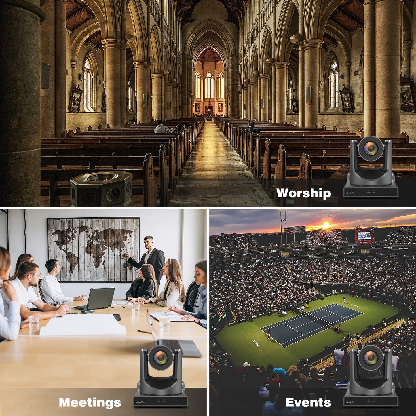 zowietek New Gen PTZ Camera PoE | AI Tracking | 20X Optical Zoom | Simultaneous SDI，HDMI and USB Outputs | IP Live Streaming for Meeting, Church, Events, Teaching
