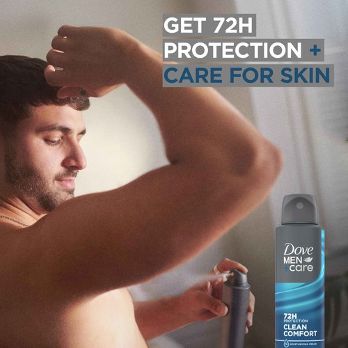 Dove Men+Care Antiperspirant Deodorant Clean Comfort, Pack of 12, Dry Spray For Men 72-hour Sweat and Odor Protection with Triple Defense Technology 3.8 oz