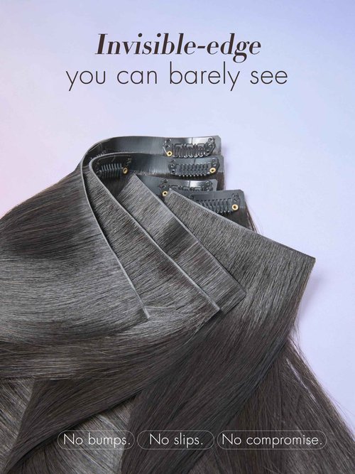 LUVME Invisible Clip in Hair Extensions Body Wave Real Human Hair, Remy Human Hair Extensions Clip ins for Women, Natural Human Hair, 16 inch 110g 6Pcs, Natural Black