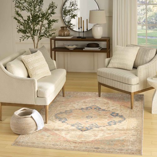 Nourison Home Vintage Washables Multicolor 5'3" x 7'3" Area Rug - Easy Clean, Non Shedding, Bed Room, Living Room, Dining Room, Kitchen (5' x 7')