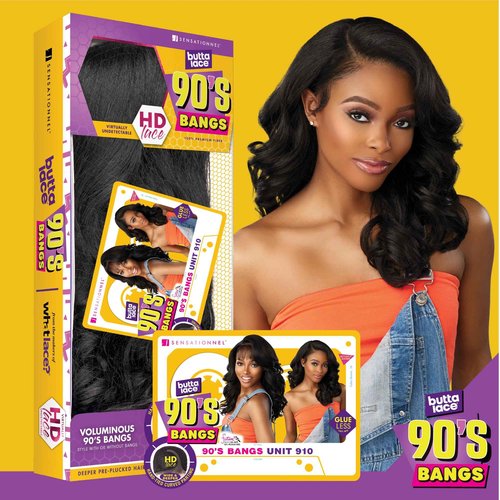 Sensationnel Butta Lace 90Sbangs Wigs - Unit 910 Glueless Wide Deep Part Synthetic Preplucked Hairline (BALAYAGEHAZELNUT)