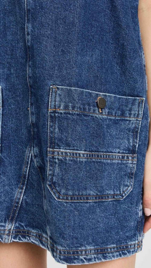 Free People Women's Overall Smock Mini, Sapphire Wash