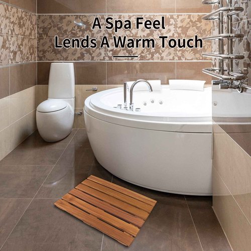 Teak Bathtub Tray and Teak Shower Mat S Bundle