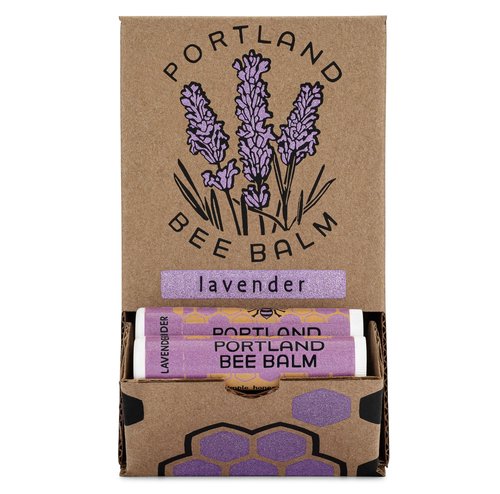 Portland Bee Balm All Natural Handmade Beeswax Based Lip Balm, Lavender 24 Count