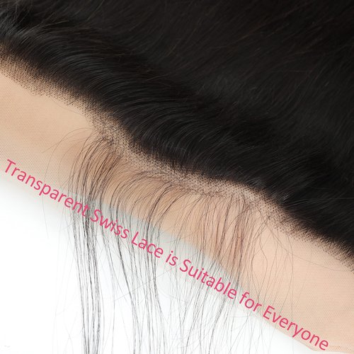 Straight Lace Frontal 13x4 Ear to Ear 100% Virgin Remy Human Hair Transparent HD Lace Frontal Closure 150% Density Straight Hair Closures With Baby Hair Natural Black (20 Inch)