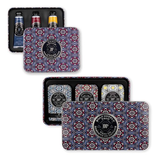 La Chatelaine Red Mosaic Hand Cream Trio and Luxury Soap Trio Gift Sets l Made in France | Plant-Based | Enriched with Organic Shea Butter