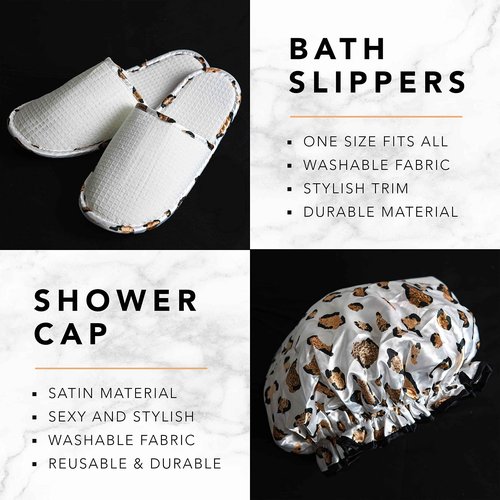 Christmas At-Home Spa Kit with Honey Almond Scent, Bath Gift Basket - Vit E-Rich Bath Essentials, Tumbler, Ear Candles, Bath Oil, Salts, Shower Steamer, Organic Lip Balm & More in Leopard Basket, 21