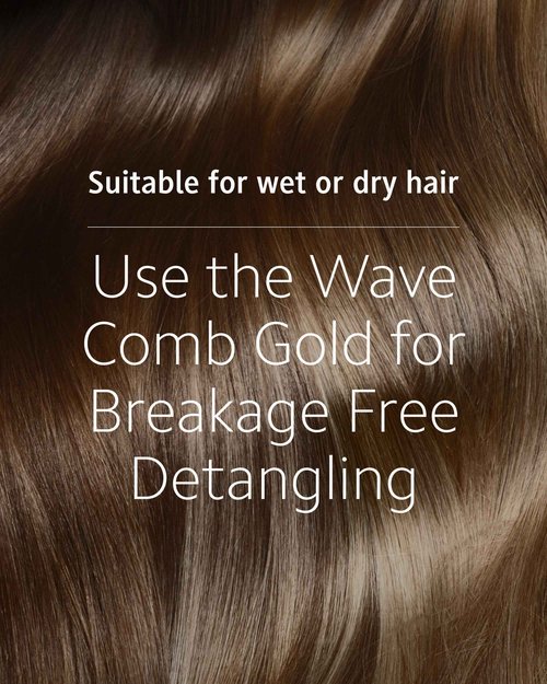 Ibiza Hair Professional Wave Detangling Comb (Gold), Wide Spaced Teeth Preserve Curl & Definition, Pain Free Hair Accessories for Women & Girls, Durable & Heat Resistant for Everyday Use