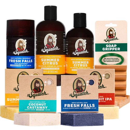Dr. Squatch Men's Natural Bar Soap, Shampoo, Conditioner, Deodorant, and Accessories - Fresh Falls, Summer Citrus, Coconut Scents - Great Natural Grooming Gift