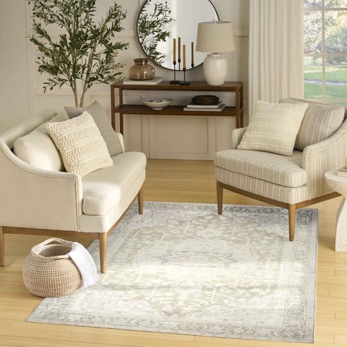 Nourison Home Vintage Washables Green 5'3" x 7'3" Area Rug - Easy Clean, Non Shedding, Bed Room, Living Room, Dining Room, Kitchen (5' x 7')