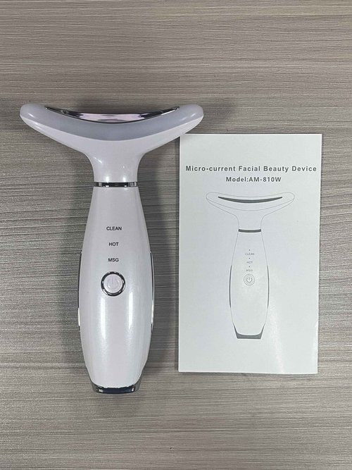 Red Light Therapy for Face, LED Face Massager Tool with Vibraion, Porable Facial Massager for Skin Care at Home, Wrinkle Reducer Face Sculpting Tool，Micro-current Facial Beauty Device(Model AM-810W)