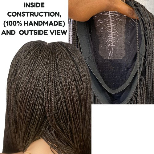 SIREZDOEL 28 Inches Micro Twist Wigs for black women on 2 by 6 Closure braided lace front wig Natural Black Color 2