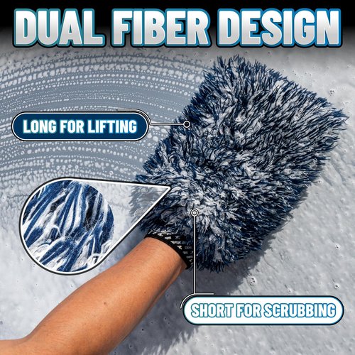 Chemical Guys, The Dually, Dual-Fiber, Wet-Dry Use, Microfiber Wash Mitt, (Car Wash Mitt Great for Car, Truck, SUV, RV, & More) Dark Blue + White, (2 Pack) MIC51702