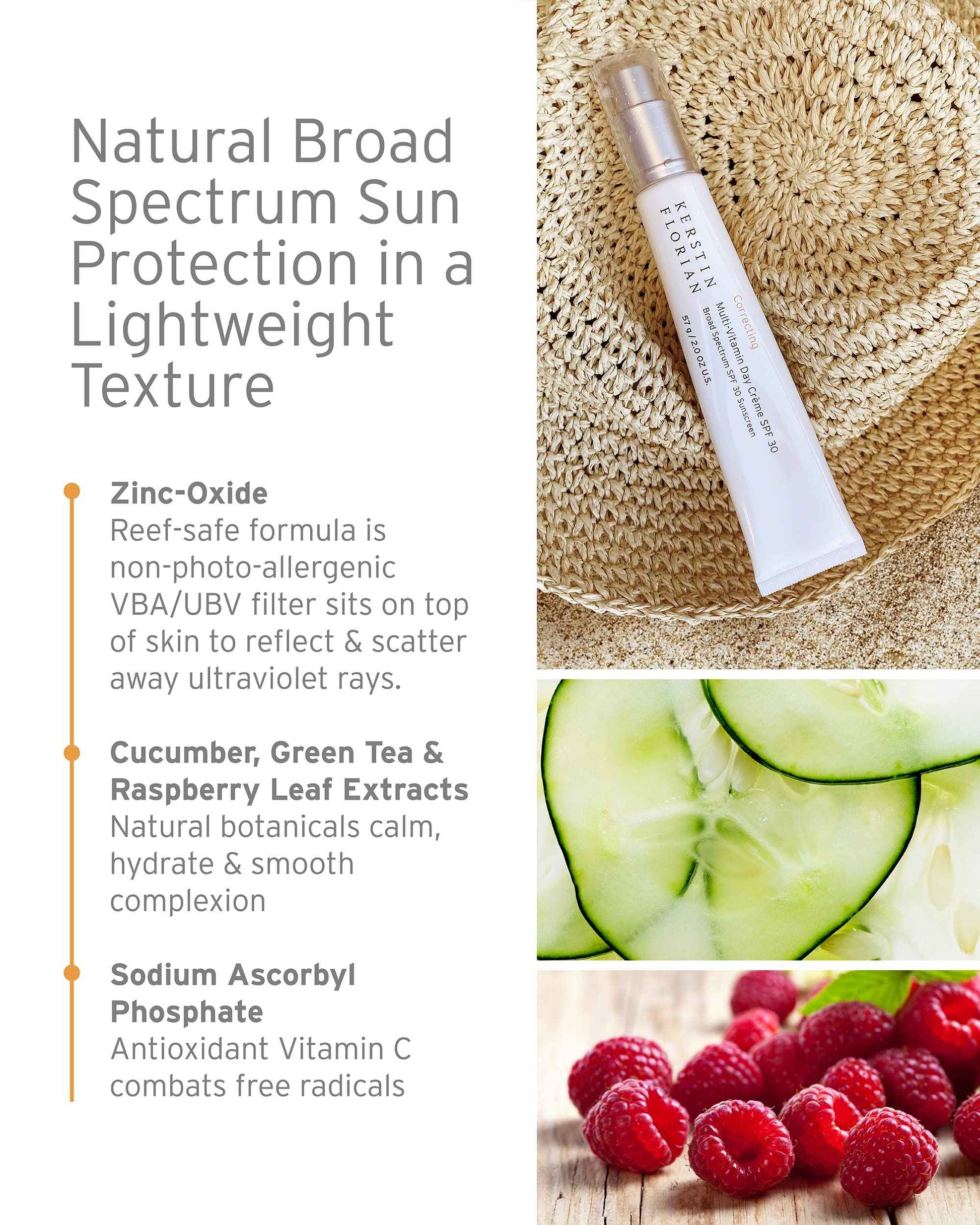 Kerstin Florian Multi Vitamin Day Creme SPF 30 | Daily Facial Moisturizer with Natural Zinc Oxide | Sunscreen with UVA and UVB Protection | Oil Free (2 oz)