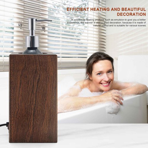 Walnut Wood Massage Oil Warmer Automatic Heating Faster with 2 Massage Oil Pump Bottles Lotion Warmer Dispenser Heated 122-140°F Suitable for Salon Spa Electric Oil Warmer Massage Elitzia ETOH01